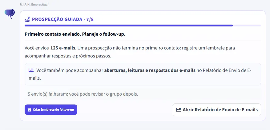 RIAN orientando follow-up após envio de e-mails